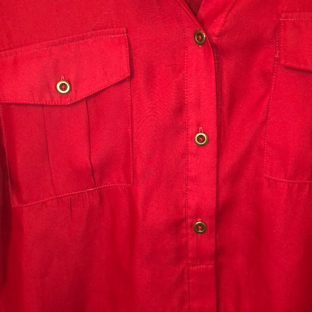 Deep red button down blouse - Picture 4 of 4